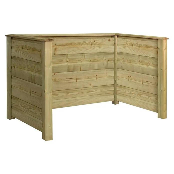Plus Mülltonnenverkleidung Plank - Außenbreite inkl. Dachüberstand: 194 cm, Außentiefe inkl. Dachüberstand: 97 cm, Holz, Natur - Linke Seitenansicht
