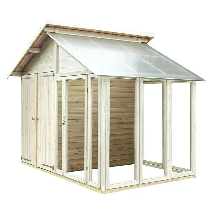 Plus Gerätehaus - 2,08 x 3,6 m, Mit Glasanbau - Linke Seitenansicht