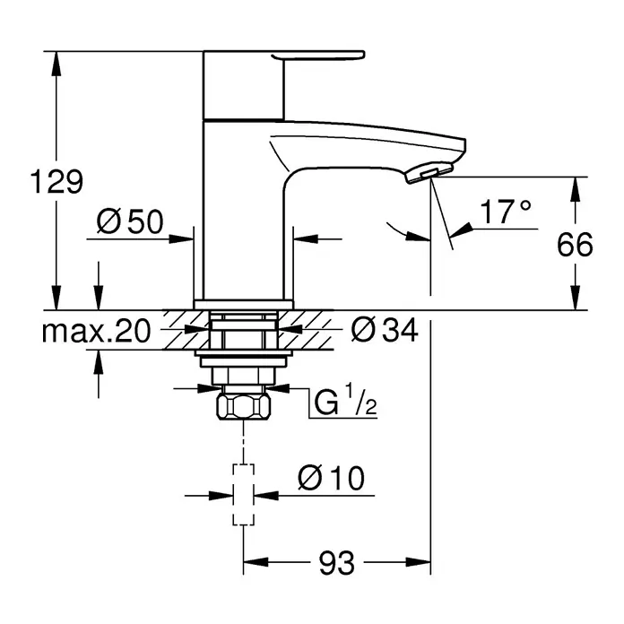 Grohe Eurostyle Cosmopolitan Kaltwasser-Standventil XS-Size - Chrom