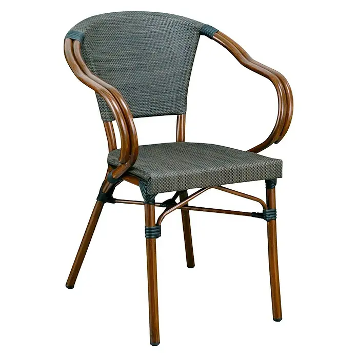 Silla de jardín Sibuco - Ancho: 57 cm, Marrón oscuro, Negro