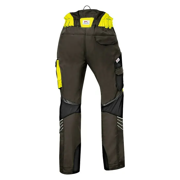 Kübler Forest Schnittschutzhose 2750 - S, Oliv/Warngelb, Schrittlänge: 89 cm - Rückansicht