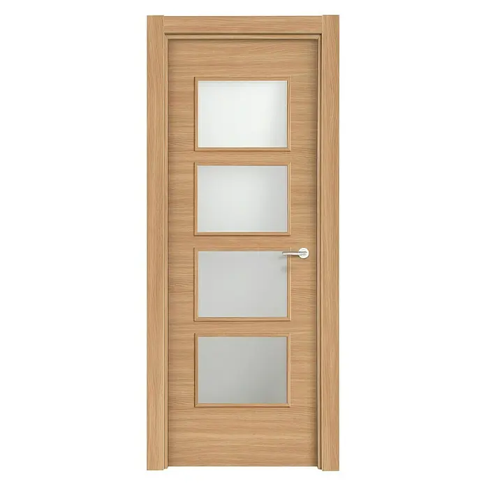 Solid Elements Puerta acristalada Roble Clásico Liso - 82,5 x 203 cm, Izquierda, Macizo, Vidriera