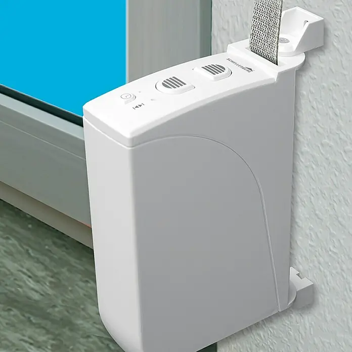Schellenberg Rollladen-Gurtwickler Rollo Drive 35 - B x H: 39 x 166 mm, Gurtbreite: 14 mm, Zugkraft: 12 kg - Anwendungsbeispiel