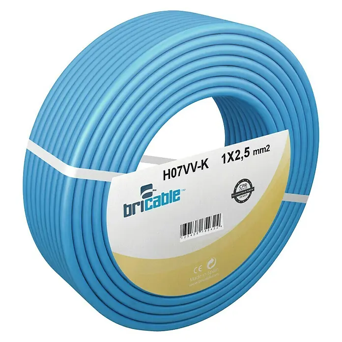 Bricable Cable unipolar neutro - H07V-K1x2,5, 100 m, Azul
