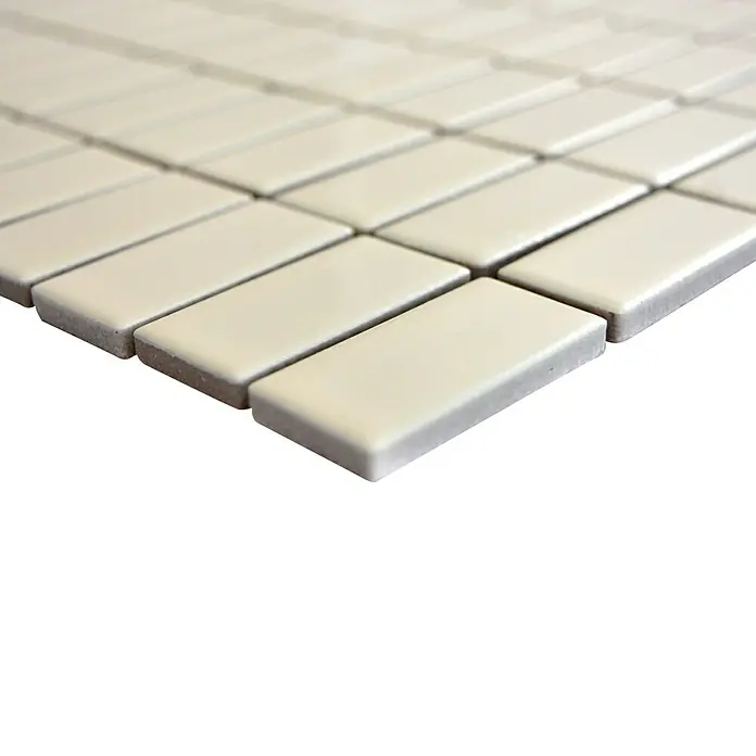 Mosaikfliese Stäbchen Uni ST 400 - 29,8 x 29,8 cm, Beige, Glänzend - Detailaufnahme