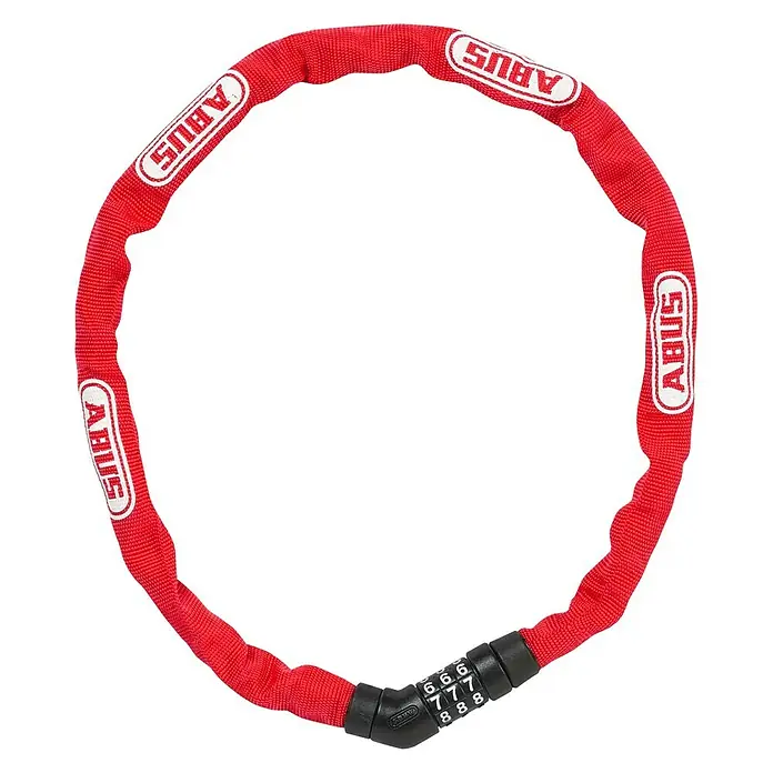 Abus Cadena con candado de combinación 4804C/75 - Largo: 75 cm, Espesor: 4 mm, Rojo