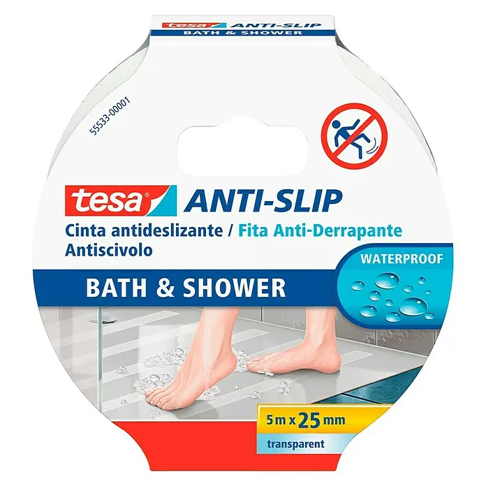 Tesa Cinta antideslizante para baños Anti-slip - 5 cm x 25 mm