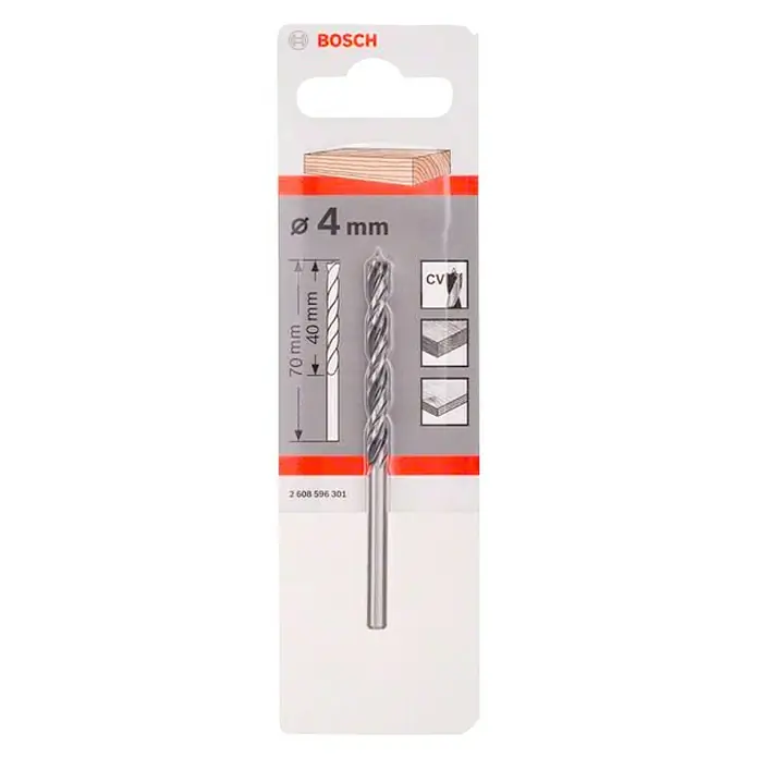 Bosch Professional Broca para madera en espiral - Diámetro: 4 mm, Largo: 75 mm