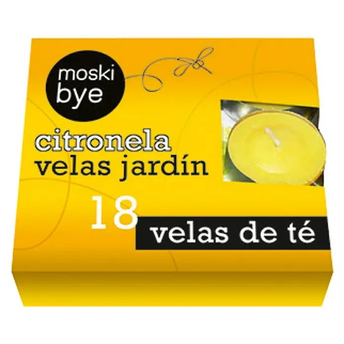 Vela de citronela de té - 18 ud., Diámetro: 3,8 cm, Amarillo