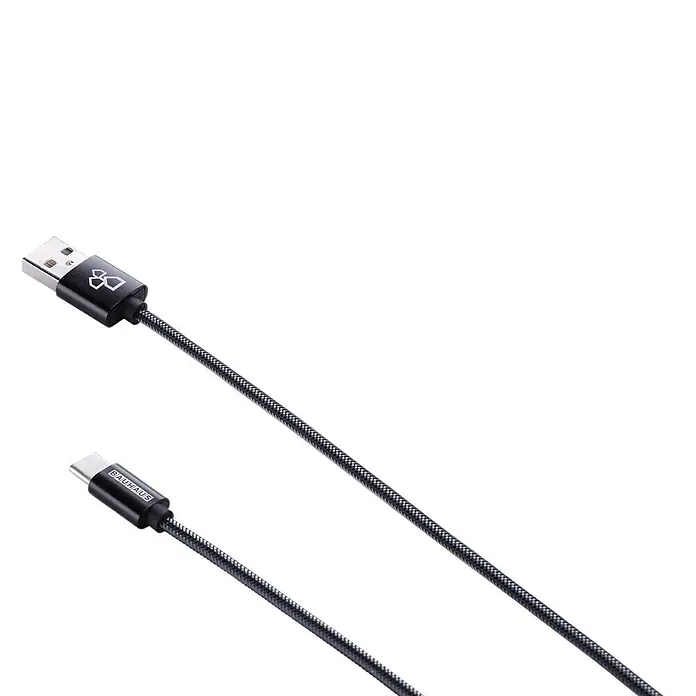 BAUHAUS USB-Ladekabel - Schwarz, 1 m, USB A-Stecker, USB C-Stecker - Vorderansicht
