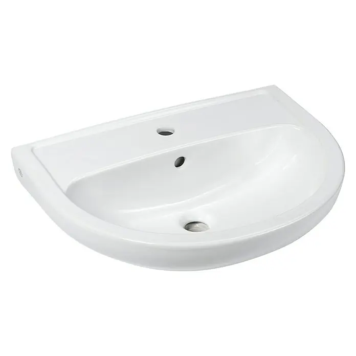 Gustavsberg Concentus Pure Waschtisch - 60 x 45,5 cm, Ohne Spezialglasur, Hahnloch: Mitte, Mit Überlauf, Weiß