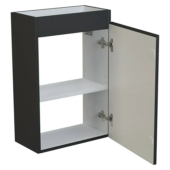 Camargue Espacio Kupaonski ormarić za nasadni umivaonik - 40 x 22 x 60 cm, 1 vrata, Gama antracit mat - Pogled sprijeda