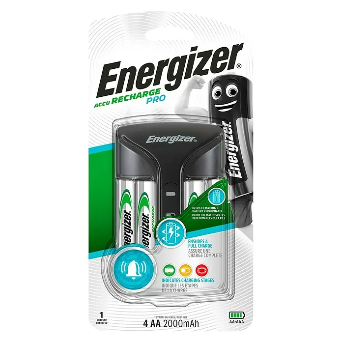 Energizer Ladegerät Pro - 4 Mignon-Akkus (AA) 2.000 mAh, Ladekanäle: 4