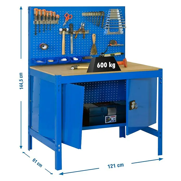 Simonrack Simonwork Banco de trabajo BT2 Locker - L x An x Al: 61 x 121 x 144,5 cm, Armario con cerradura, Azul