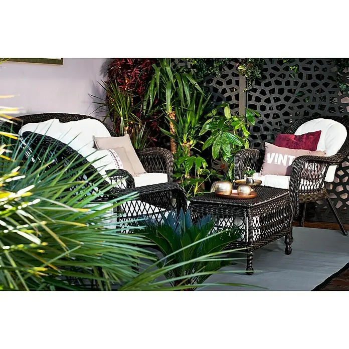 Sunfun Conjunto de muebles Savannah - 4 piezas, Marrón oscuro, Beige