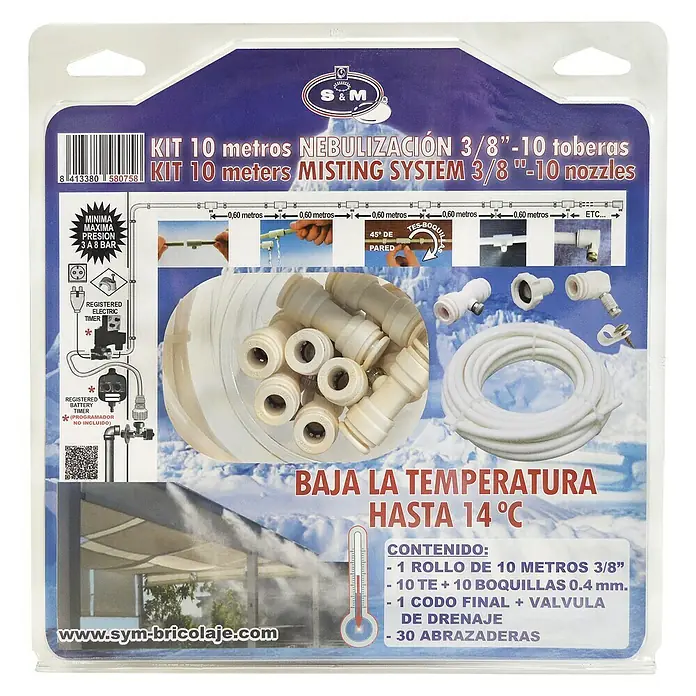 Set de nebulización kit - Longitud del tubo: 10 m, Presión de funcionamiento: 3 bar - 8 bar, 54 pzs.