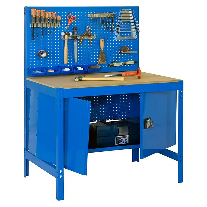 Simonrack Simonwork Banco de trabajo BT2 Locker - L x An x Al: 61 x 91 x 144,5 cm, Armario con cerradura, Azul