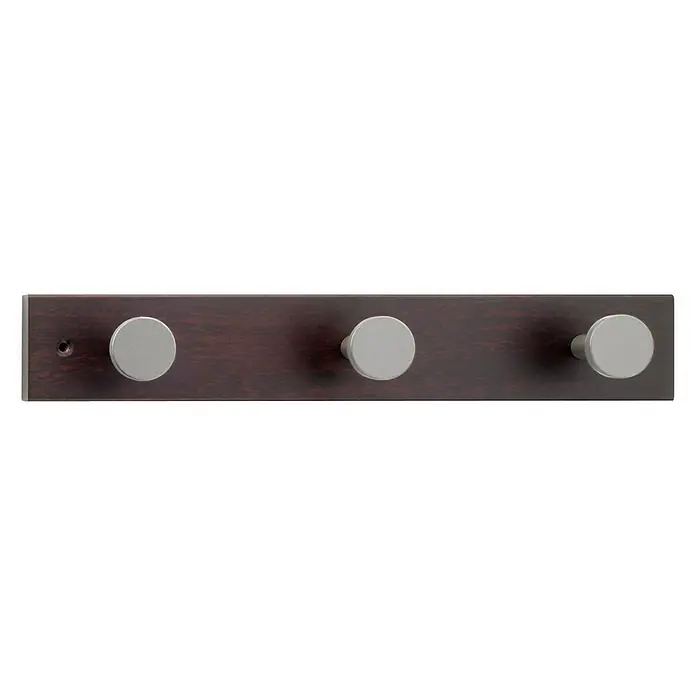 Inofix Perchero 3713 - L x An x Al: 36 x 6 x 6 cm, Número de ganchos: 3 ud., Wengué, Madera de fresno