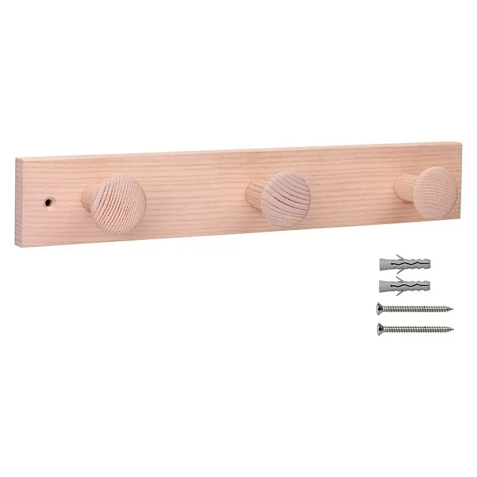 Inofix Perchero 3733 - L x An x Al: 36 x 6 x 6 cm, Número de ganchos: 3 ud., Rosa, Madera de fresno