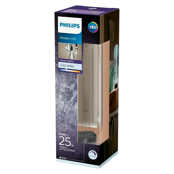 Philips Bombilla LED Modern Deco Tubo - 6,5 W, E27, Color de luz: Blanco neutro, Intensidad regulable, Tubular