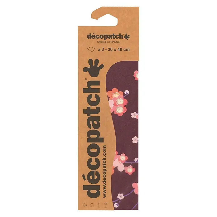 Décopatch Papel decorativo Cherry Blossom - Multicolor, 3 ud., 40 x 30 cm
