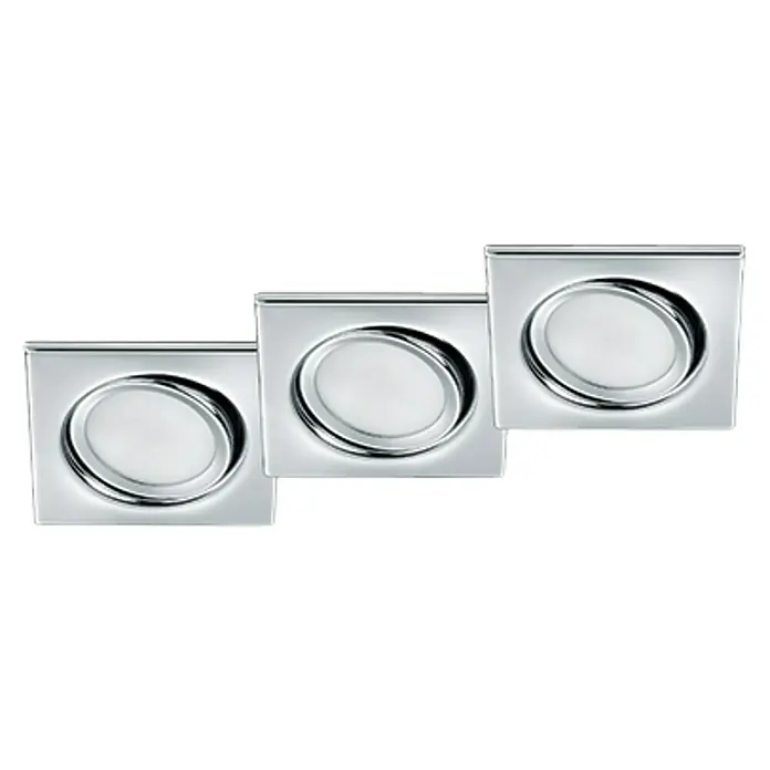 Trio Lighting Set de focos LED empotrables Rila cuadrado - 3 x 5 W, Color de luz: Blanco cálido, L x An x Al: 8 x 8 x 3,4 cm, Cromo