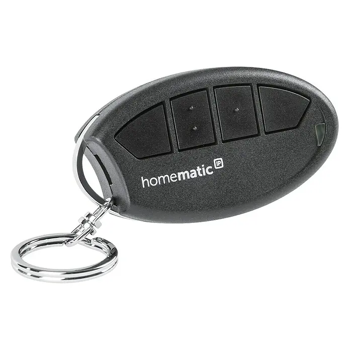 Homematic IP Funkfernbedienung Schlüsselanhänger - Schwarz, 14 x 38 x 75 mm - Vorderansicht