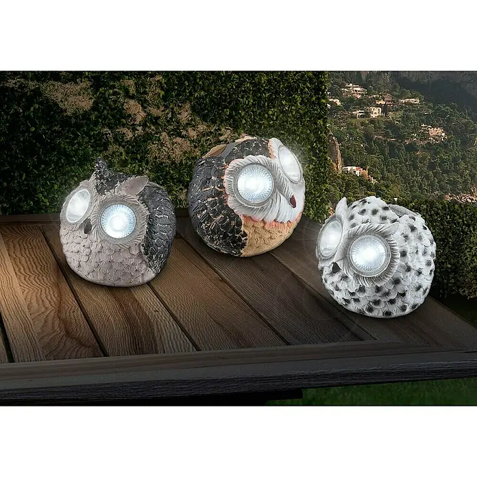 Globo Solarleuchte Eule - Bunt, Höhe: 10 cm, LED