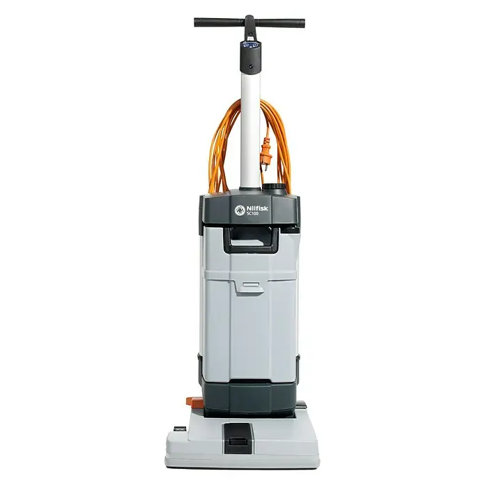 Nilfisk Scheuersaugmaschine SC 100 E - 800 W, Arbeitsbreite: 310 mm, Flächenleistung: 310 m²/h - Vorderansicht