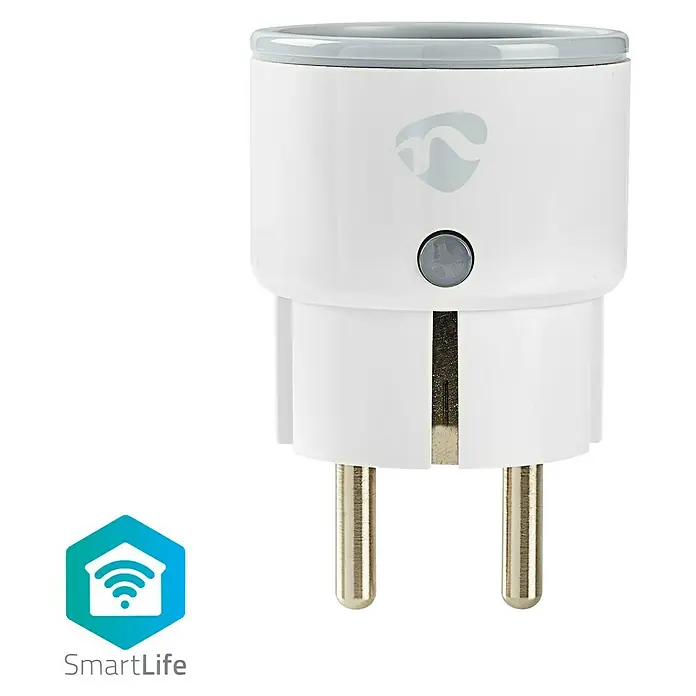 Nedis Smartlife WiFi-Schaltsteckdose - Weiß, Max. Anschlussleistung: 2.500 W, 100 - 240 V, 10 A - Vorderansicht