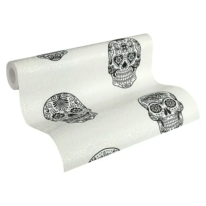 AS Creation Boys And Girls 6 Vliestapete Totenkopf - Grau, Motiv, 10,05 x 0,53 m - Ansicht von oben
