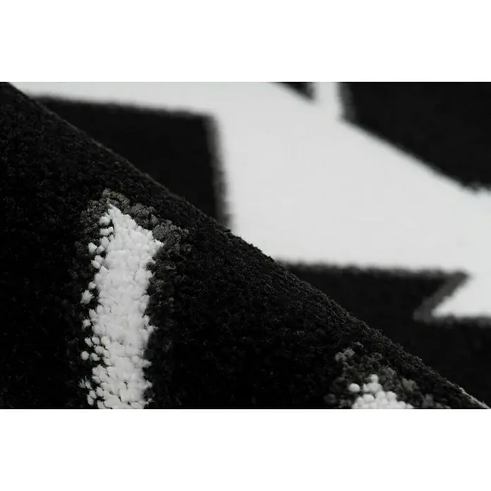 Kayoom Kurzflorteppich Broadway - Schwarz/Weiß/Blau, 170 x 120 cm, 100 % Polypropylen - Detailaufnahme