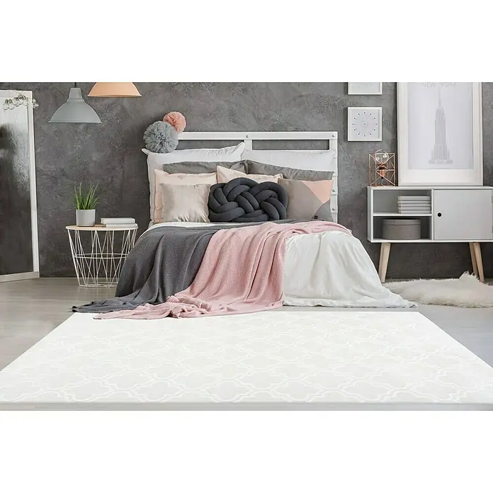 Kayoom Kurzflorteppich Monroe I - Weiß, 300 x 80 cm, 100 % Polyester - Stimmungsaufnahme