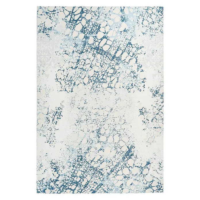 Kayoom Flachgewebeteppich Galaxy - Creme/Blau, 150 x 80 cm, 100 % Polyester - Ansicht von oben