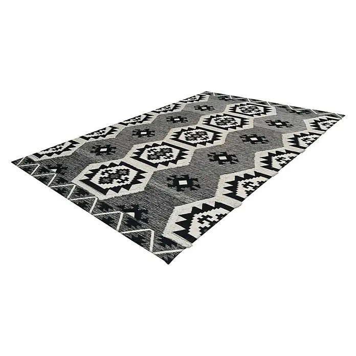 Kayoom Flachgewebeteppich Ethnie II - Grau, 150 x 80 cm, 100 % Baumwolle - Rechte Seitenansicht