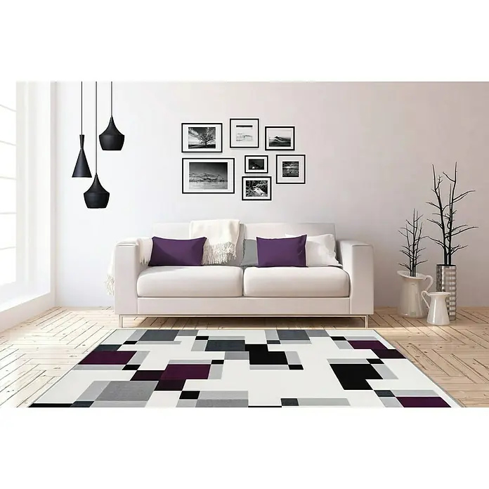 Kayoom Kurzflorteppich Esperanto - Multi/Grau, 150 x 80 cm, 100 % Polypropylen - Stimmungsaufnahme