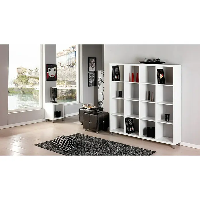 Estantería de madera Kubox 16 huecos - An x Al: 146 x 153 cm, MDF, Blanco