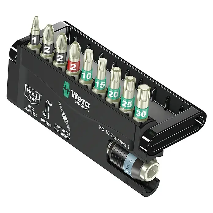 Wera Premium Plus Komplet bit nastavaka BC 10/9 Stainless - 11 -dij., Magnetno - Pogled sprijeda