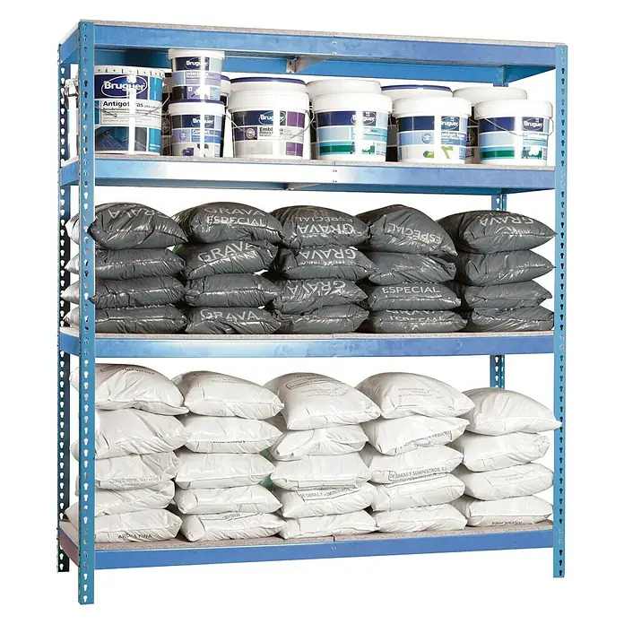 Regalux Estantería para cargas pesadas XXL - L x An x Al: 60 x 180 x 180 cm, Capacidad de carga: 400 kg/balda, Número de baldas: 4 ud., Inserción, Azul