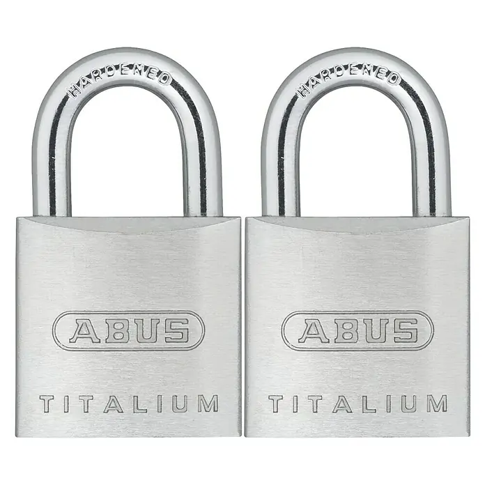 Abus Vorhängeschloss-Set Titalium 64TI - B x H: 20 x 34,5 mm, 2 Stk., Titalium-Spezialaluminium - Vorderansicht