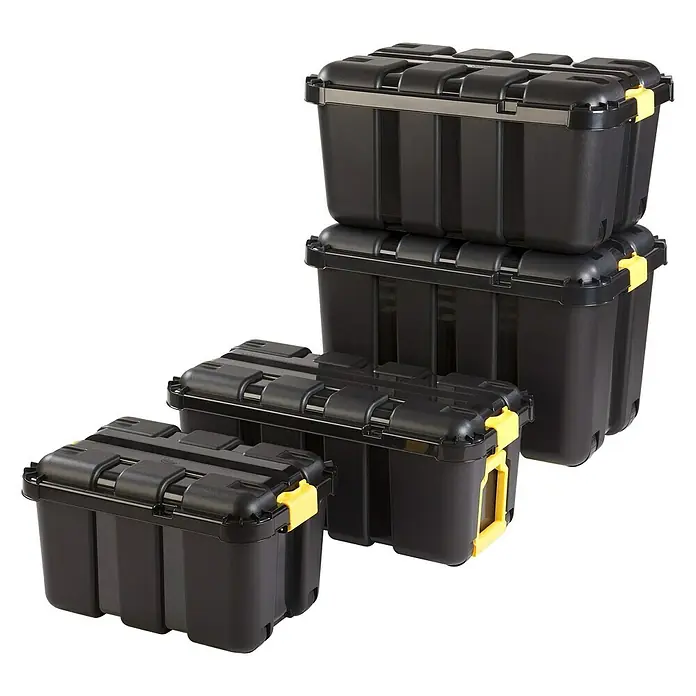 Aufbewahrungsbox - L x B x H: 59 x 39 x 35 cm, Kunststoff, Schwarz - Vorderansicht