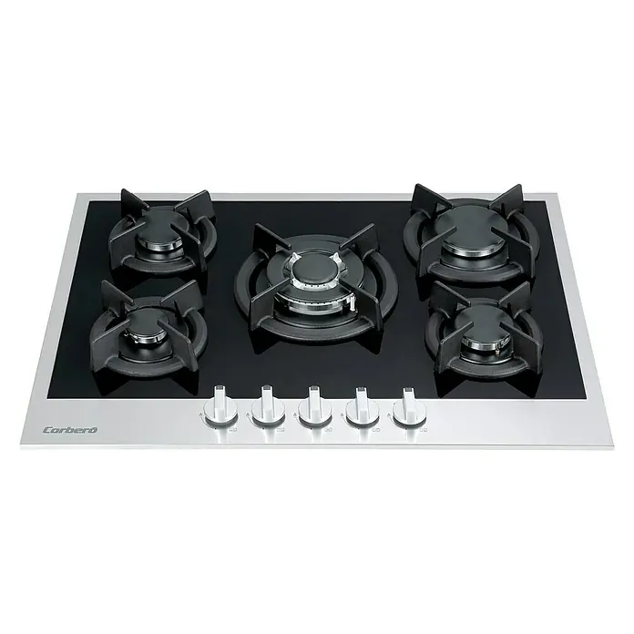Corberó Placa de cocción de cristal gas CPCGXY7019N - Zonas de cocción: 5 ud., Vitrocerámica