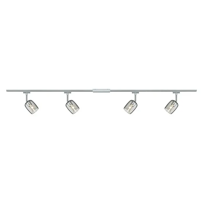Paulmann URail Deckenstrahler Blossom - 4 x 10 W, Chrom, Chrom matt, Rauchglas, L x B x H: 220 x 7,7 x 21 cm - Vorderansicht
