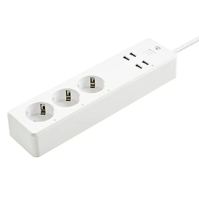 Nedis Smartlife Steckdosenleiste - Weiß, 4 x USB, Anzahl Steckdosen Schuko: 3, Max. Leistung: 3.840 W - Vorderansicht