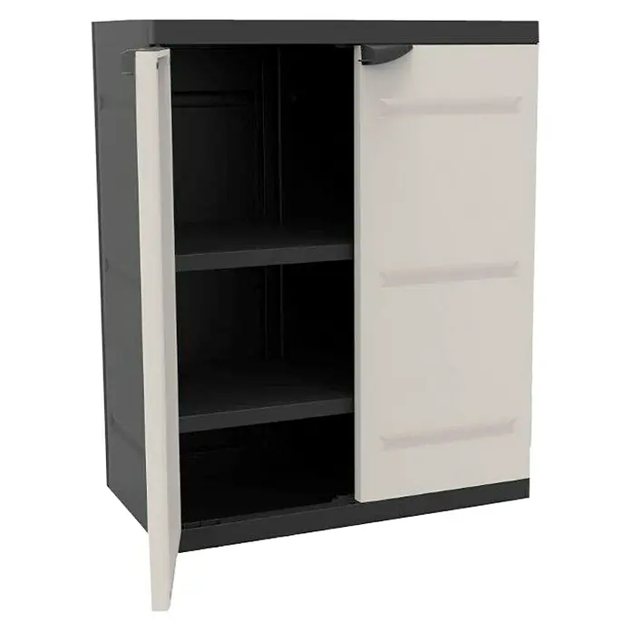 Plastiken Titanium Armario de PVC bajo - L x An x Al: 44 x 70 x 88 cm, Capacidad de carga: 20 kg/balda, Gris/Negro