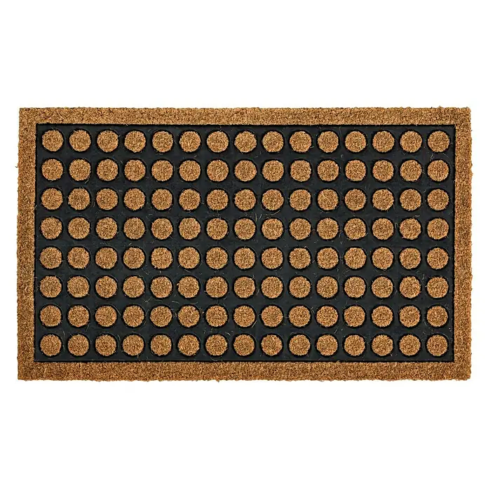 Astra Kokosfußmatte Coco Home - Punkte, Kokosbraun/Schwarz, 60 x 40 cm, 50 % Kokos, 50 % Gummi
