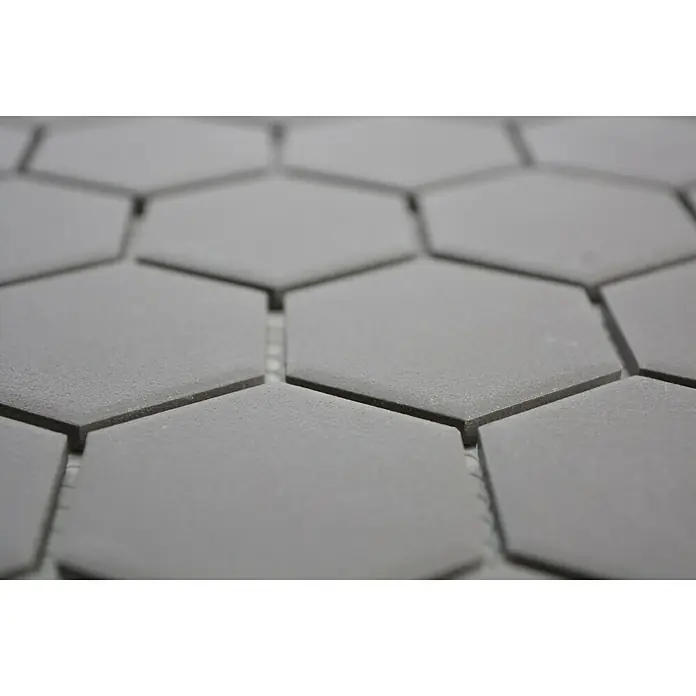 Mozaïektegel Hexagon Uni CU HX137 - 32,5 x 28,1 cm, Donkerbeige, Mat - Close-up