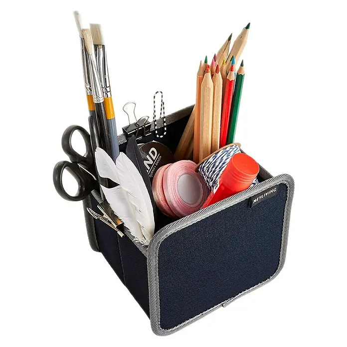 Meyliving Faltbox XS - L x B x H: 16,5 x 12,5 x 16,5 cm, Dunkelblau - Vorderansicht