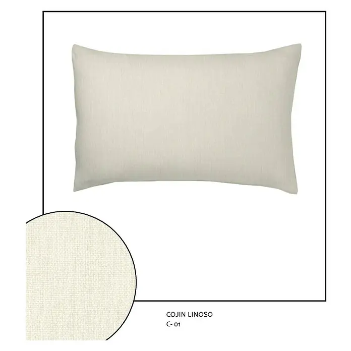 Cojín Linoso - Blanco, 50 x 30 cm, 100% poliéster