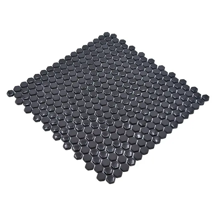 Mosaikfliese Hexagon CUBA HX8GM - 29 x 29,5 cm, Schwarz, Matt - Rechte Seitenansicht